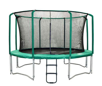 Батут Tramp Bounce Tramp 14' (комплект) Батут Tramp Bounce Tramp 14' (комплект) Батут Bounce Tramp 14' диаметром 4,3 метра с защитной сетью-ограждением и лестницей.
Высокопрочные, круглые батуты для спорта, фитнесса и активного отдыха - идельный тренажер для всех.
Рама состоит из 2 мм гальванизированной стали с полимерным покрытием.
Прыжковая поверхность - особопрочный полипропилен "Перматрон" (производство США).
Соединение с рамой - 96 пружин, длиной 21,5 см.
Максимальная нагрузка на батут: 150 кг